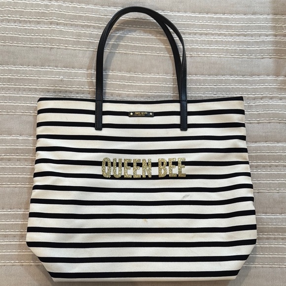 Kate Spade Black and White Striped Tote Bag - Picture 1 of 5